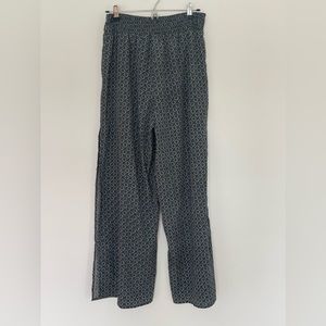 Vintage 90s La Femme Satin High Slit Elastic High Waist Wide Leg Pants Sz Medium